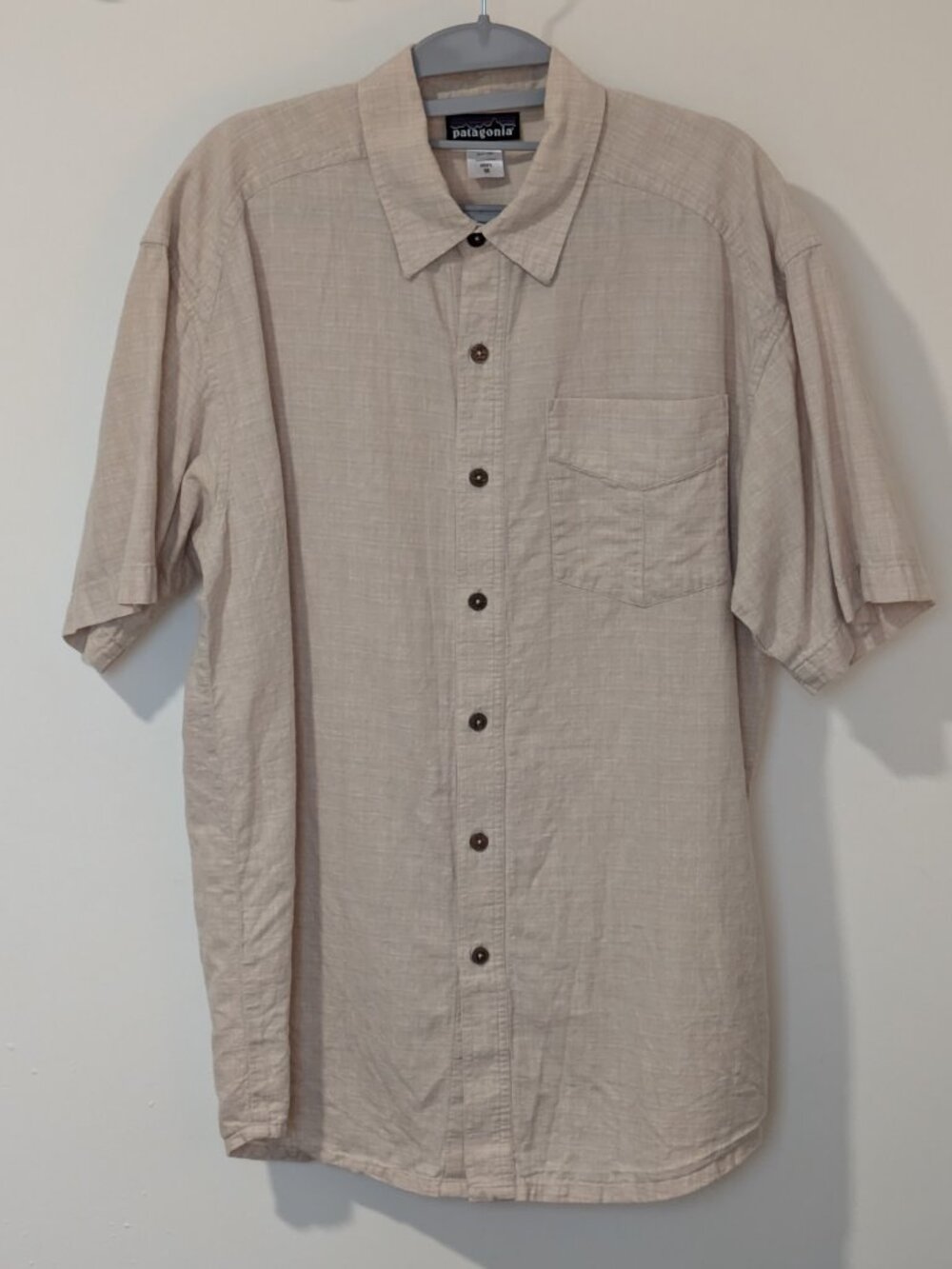 🏔️ Patagonia Men's Shirt - Size M - Oatmeal - One Pocket - Hemp/Organic Cotton